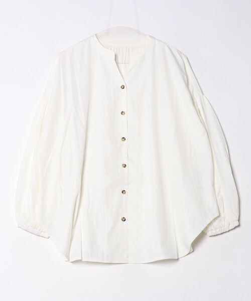 シャツ/ブラウス(長袖/七分) aere skipper volume sleeve blouse AS KNOW AS（アズノゥアズ） ブラウス シャツ 前開きスキッパー7分袖