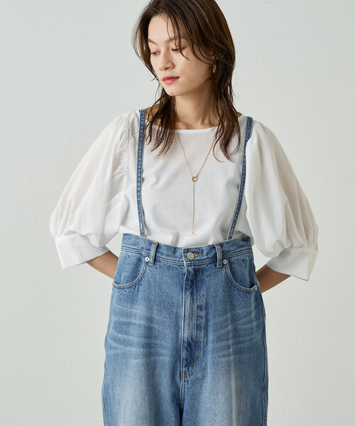 「LOUNGEDRESS」 半袖ブラウス FREE オフホワイト レディースの画像