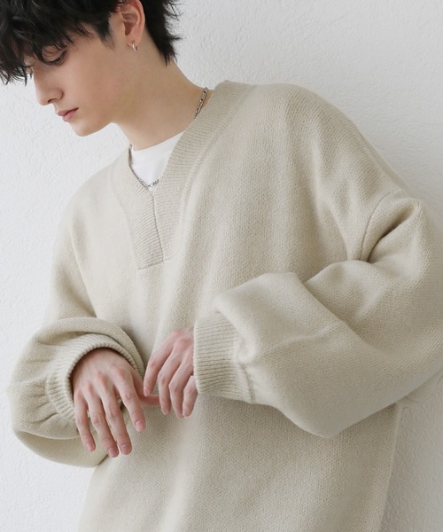 「LILL」 長袖ニット L オフホワイト メンズ_画像2