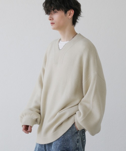 「LILL」 長袖ニット L オフホワイト メンズ_画像3