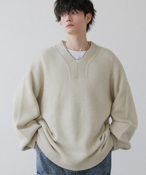 「LILL」 長袖ニット L オフホワイト メンズ_画像6