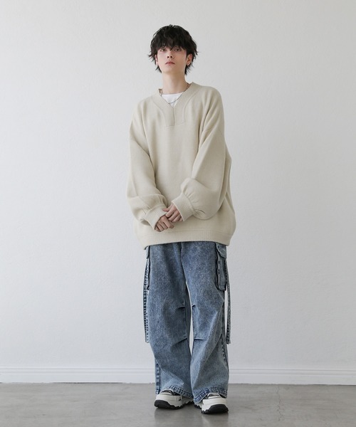 「LILL」 長袖ニット L オフホワイト メンズ_画像7