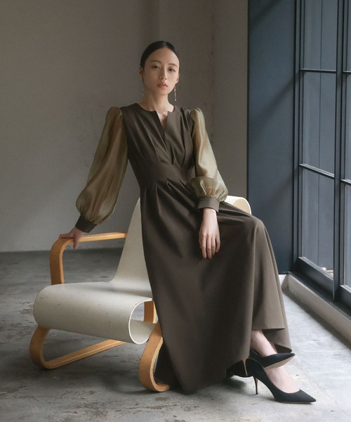 「GIRL」 長袖ワンピース M ネイビー レディース_画像2