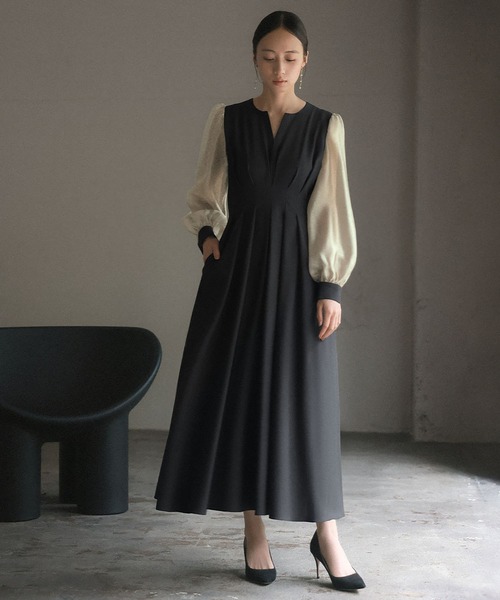 「GIRL」 長袖ワンピース M ネイビー レディース_画像3