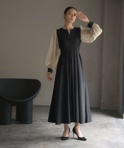 「GIRL」 長袖ワンピース M ネイビー レディース_画像6