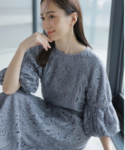 「anuans」 半袖ワンピース MEDIUM アイボリー レディースの画像
