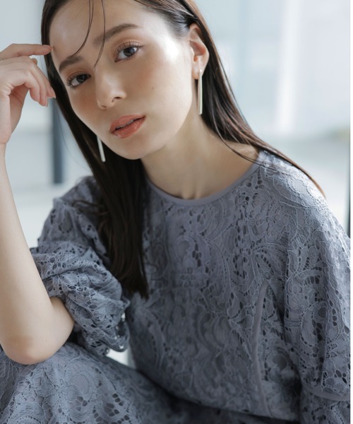 「anuans」 半袖ワンピース MEDIUM アイボリー レディースの画像