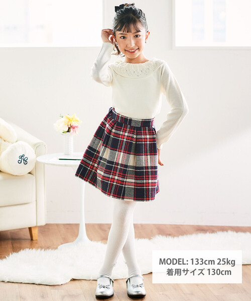 Tartine et Chocolat スカート 「日本製」「お揃い」ウールチェック