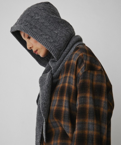 VION ストール マフラー Cable Knit Hood Muffler / ケーブルニット