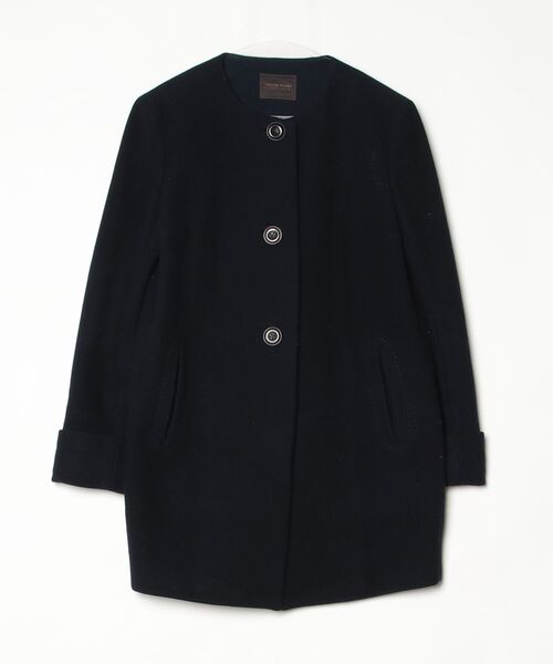 美品 トゥモローランド ノーカラーショートコート クリンプファー ノーカラーショートコート | maison TOMORROWLAND