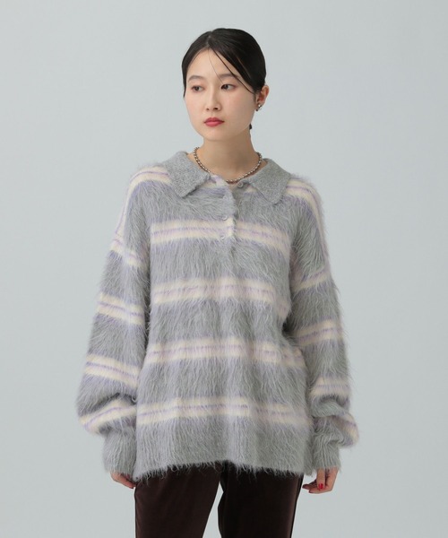 45R、 超ガーゼの908オンザビーチ ボーダーニット ONCILY（オンシェリー）の「BRUSHED BORDER KNIT / ブラッシュド