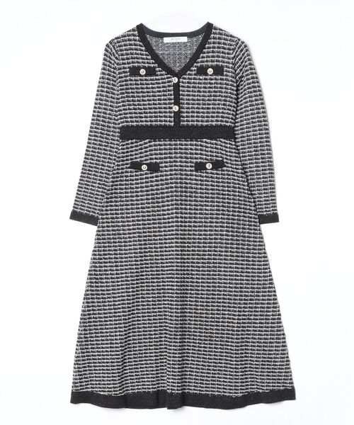 Her lip to チェック柄ニットワンピース S ブラック レディース