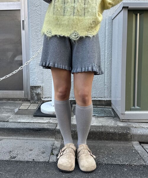 CIAOPANIC（チャオパニック） パンツ リブニットフリルショートパンツ