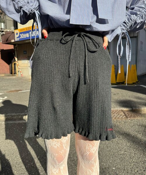 CIAOPANIC（チャオパニック） パンツ リブニットフリルショートパンツ