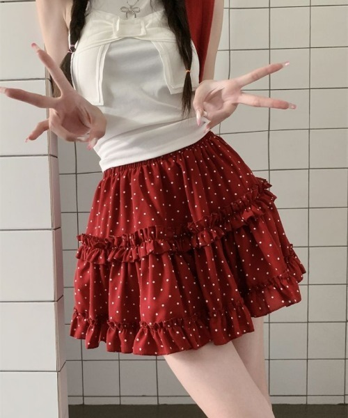 スカート フリルデザイン ドットミニスカート : ZOZOTOWN Yahoo!店