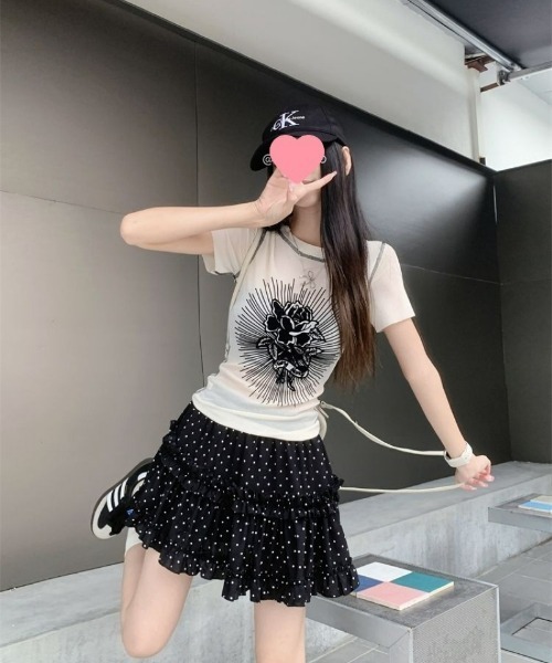 スカート フリルデザイン ドットミニスカート : ZOZOTOWN Yahoo!店