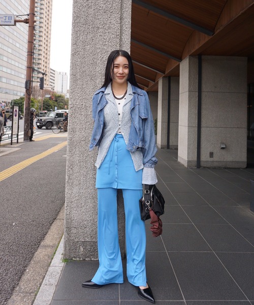 Ameri（アメリ） パンツ WRAP BELT SET RIB PANTS レディース