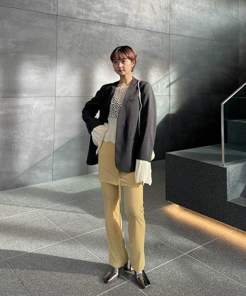 Ameri（アメリ） パンツ WRAP BELT SET RIB PANTS レディース