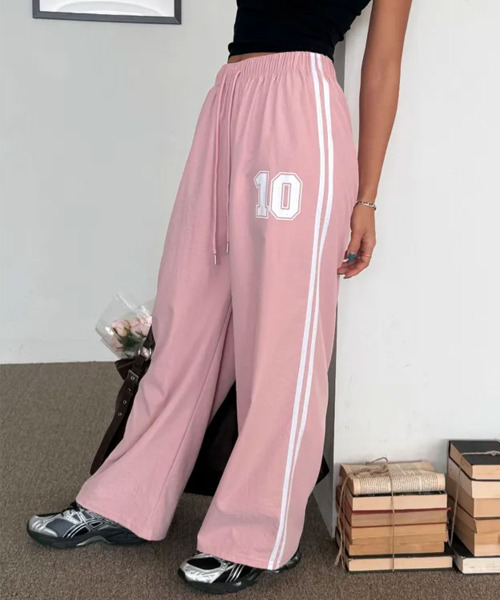 ワイドパンツ パンツ サイドライン ナンバー ワイドイージーパンツ
