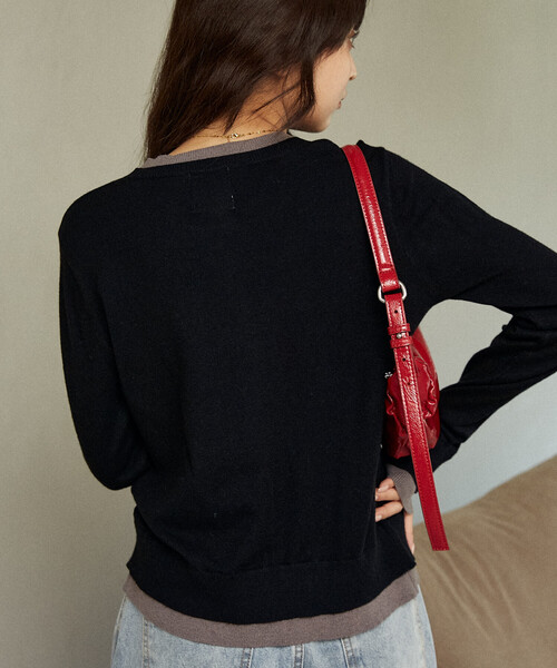 「MARY QUANT」 ニットカーディガン フリ- ブラック レディース_画像4