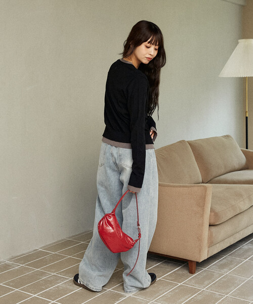 「MARY QUANT」 ニットカーディガン フリ- ブラック レディース_画像8