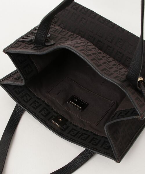 希少品 フェンディ キャンバス トートバッグ ズッキーノ柄 ロゴ型押し ブラック FENDI（フェンディ） ズッキーノ柄 トートバッグ - ブラック