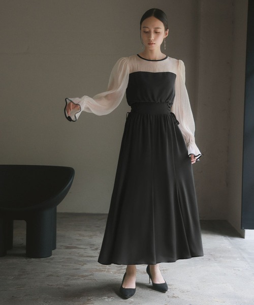 「GIRL」 長袖ワンピース 2L ブラック レディース_画像2