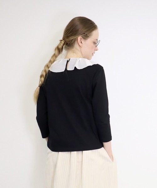 「haupia」 長袖カットソー MEDIUM ブラック×ホワイト レディース_画像8