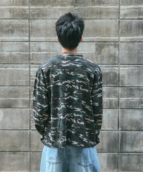 tシャツ HENLEY CAMO WAFFLE LONG-SLEEVE TEE / カモ総柄ヘンリー