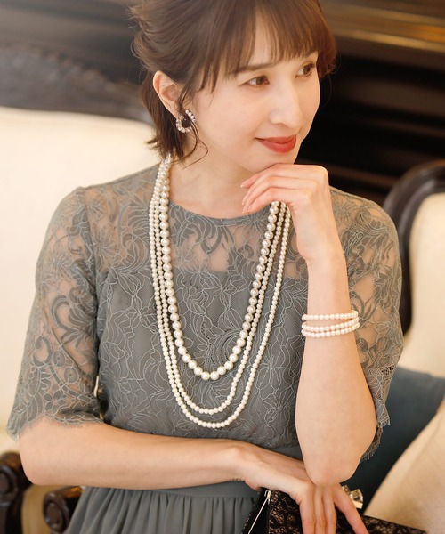 PourVous ネックレス パール ロングネックレス オフホワイト
