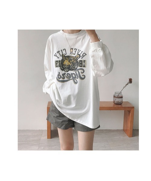 DEVICE（デバイス） tシャツ ヴィンテージライク タイガープリント長袖
