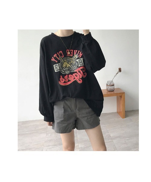DEVICE（デバイス） tシャツ ヴィンテージライク タイガープリント長袖