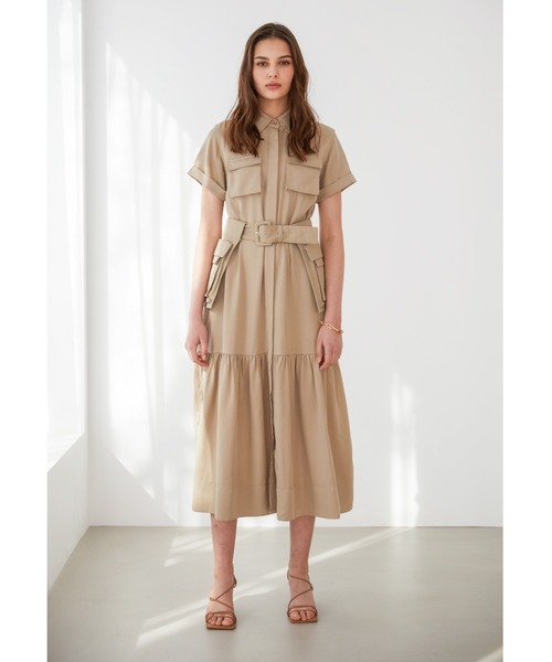 ワンピース シャツワンピース Military Waist Belted Dress/ミリタリーウエストベルトドレス