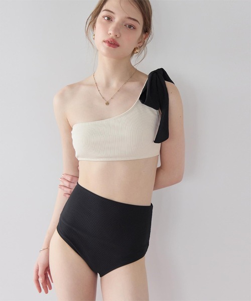 SEA DRESS（シードレス） 水着 ワンショルダーデザインリブビキニ/水着