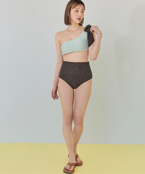 SEA DRESS（シードレス） 水着 ワンショルダーデザインリブビキニ/水着