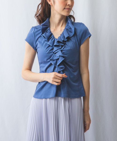 【美品】NARACAMICIE ナラカミーチェ　フリル ギャザー 半袖カットソー NARACAMICIE（ナラカミーチェ） tシャツ 「NARACAMICIE」スタンド
