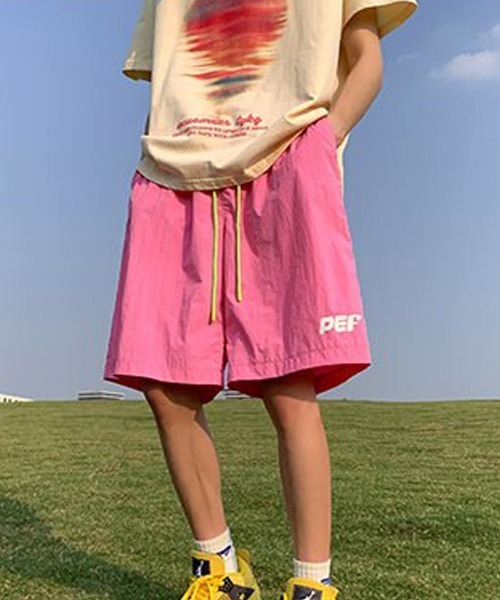ARCHIVER パンツ 「Bz」ビビッドカラーロゴハーフパンツ メンズ