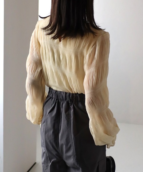 ブラウス シャツ シャーリングデザインシアーブラウス / 1214110500 レディース シャーリングデザインシアーブラウス / 1214110500（シャツ