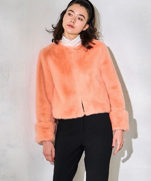 ジャケット ノーカラージャケット エコファーノーカラージャケット