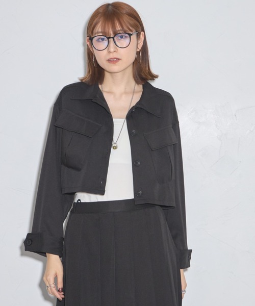 ブラウス シャツ ツイルクロップドシャツジャケット レディース