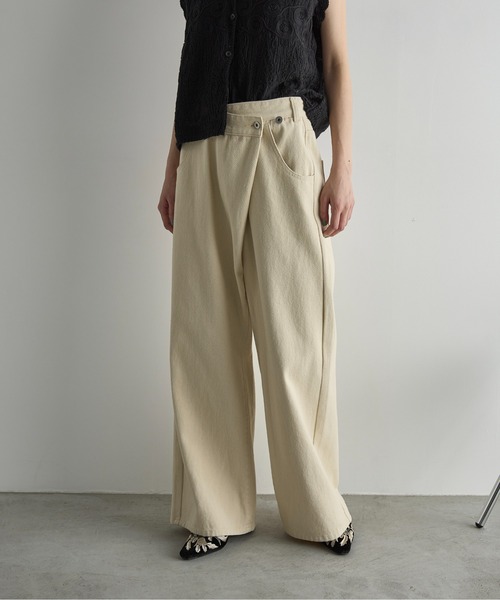 THE Yon ジーンズ デニム デニムパンツ クロスウエストアシメラップ