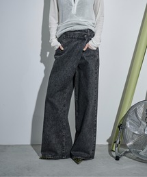 THE Yon ジーンズ デニム デニムパンツ クロスウエストアシメラップ