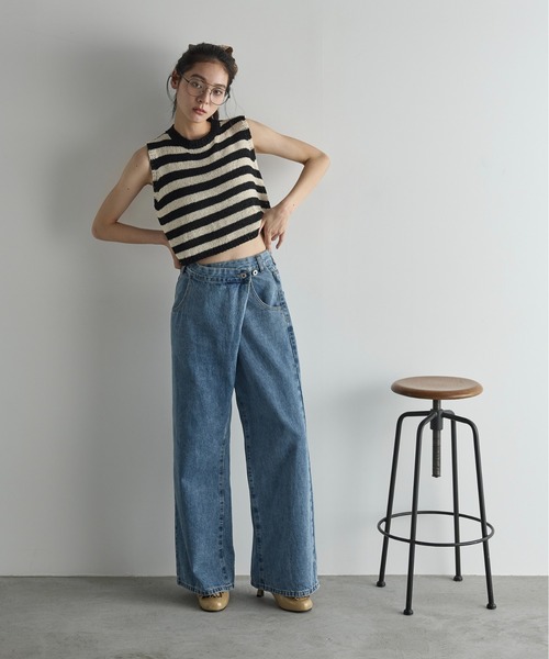 パンツ yon THE Yon スラックス パンツ グリッターフリンジサイドライン