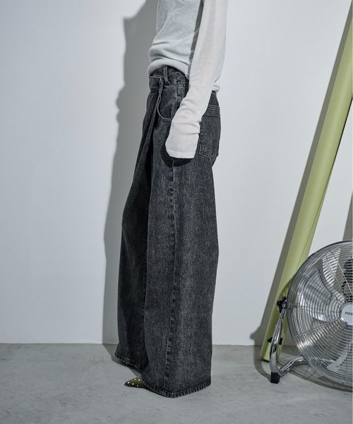 THE Yon ジーンズ デニム デニムパンツ クロスウエストアシメラップ