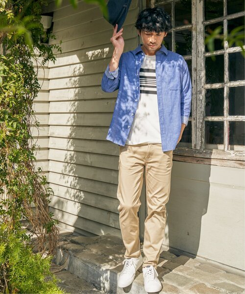 ikka（イッカ） tシャツ パイナップルパネルボーダーTシャツ メンズ