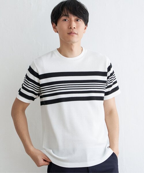 ikka（イッカ） tシャツ パイナップルパネルボーダーTシャツ メンズ