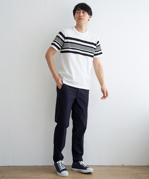 ikka（イッカ） tシャツ パイナップルパネルボーダーTシャツ メンズ