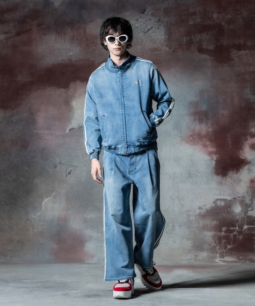glamb ダメージ加工　デニム　ジャージ　パンツ glamb ジャージ Knit Denim Jersey / ニットデニムジャージ