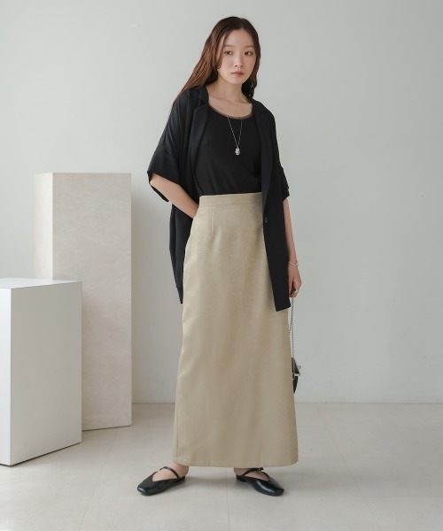 春サテンナロースカートセット レディース服まとめ売り コーデ売り おしゃれママ BAB スカート 「セットアップ対応/S・Mサイズ展開」マットサテン