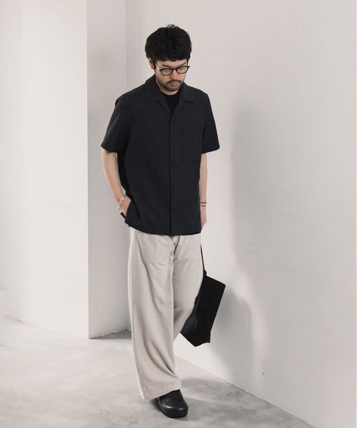ATTACHMENT（アタッチメント） シャツ 半袖 PE/CO/LI ツイル オープン